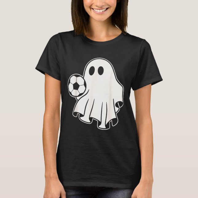 Camiseta Funny Soccer Ghost Playing Soccer Lovers Halloween (Frente)