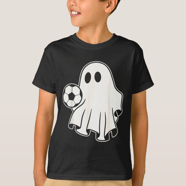 Camiseta Funny Soccer Ghost Playing Soccer Lovers Halloween (Frente)