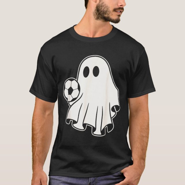 Camiseta Funny Soccer Ghost Playing Soccer Lovers Halloween (Frente)