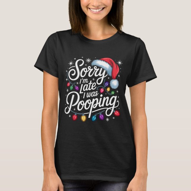 Camiseta Funny Sorry I'm Late I Was Ong Xmas Lights Red San (Frente)