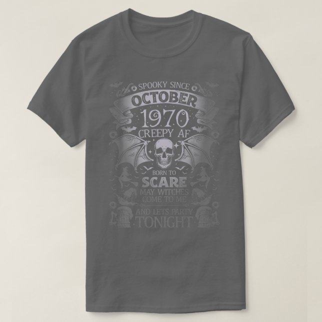 Camiseta Funny Spooky Since October 1970 Halloween Birthday (Frente do Design)