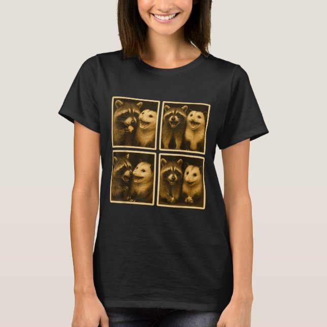 Camiseta Funny Ssum And Raccoon Photobooth Selfie Trash Fer (Frente)