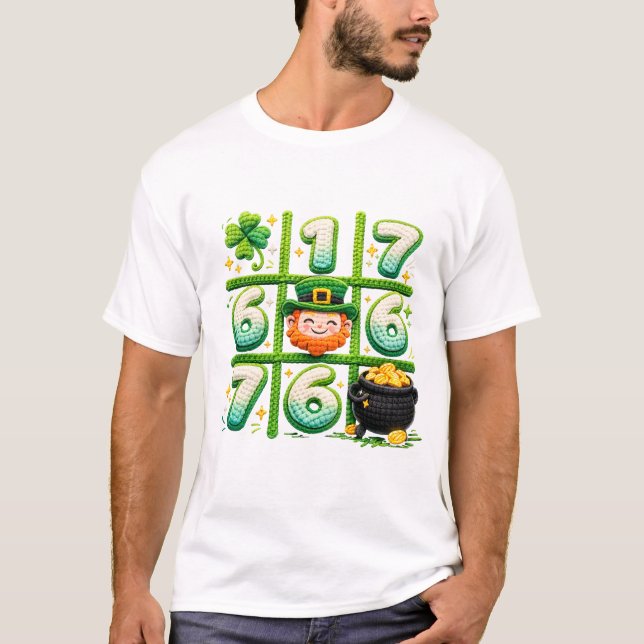 Camiseta Funny St Patricks Day 6 7 Heart Tic Tac Toe (Frente)