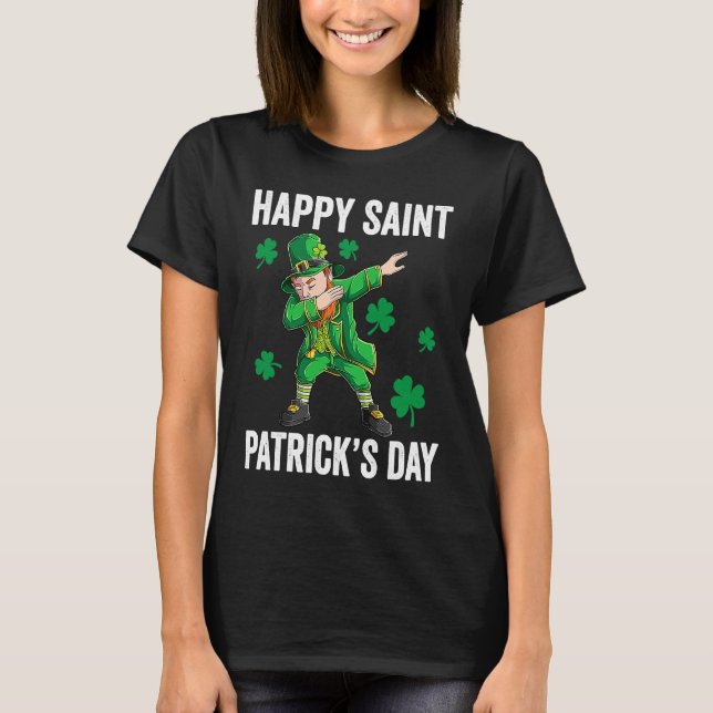 Camiseta Funny St Patrick's Day Dabbing Leprechaun Apparel  (Frente)