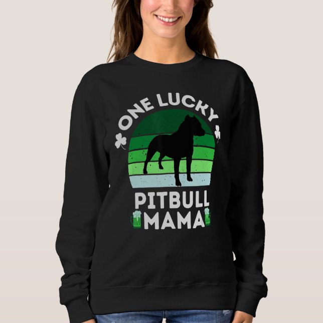 Camiseta Funny St Patrick's Day One Lucky Pitbull Mama Pitb (Frente)