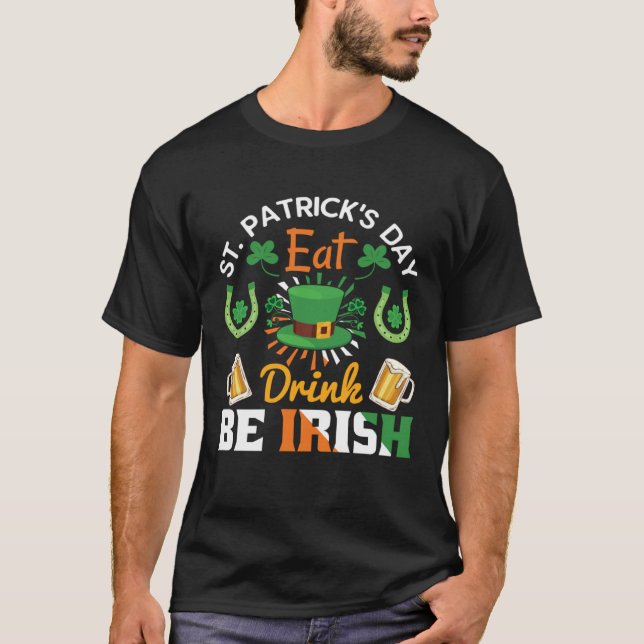 Camiseta Funny St.Patricks Day shenanigans eat drink be Iri (Frente)