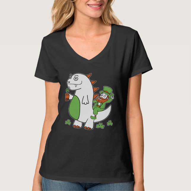 Camiseta Funny St Patrick's Day Shirt Leprechaun Dragon Clo (Frente)