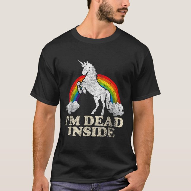 Camiseta Funny Stuff - Unicorn I'm Dead Inside Sarcastic De (Frente)