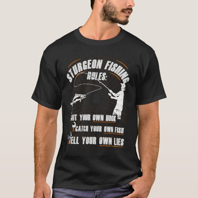 Camiseta Funny Sturgeon fishing with Sturgeon fishing rod (Frente)