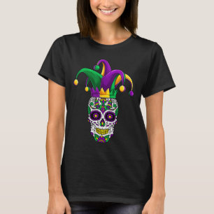 Camiseta Funny Sugar Skull Mardi Gras Party Roupa