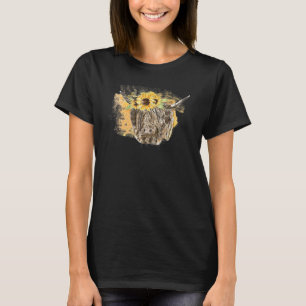 Camiseta Funny Sunflower Highland Cow Bandana Heifer Wester