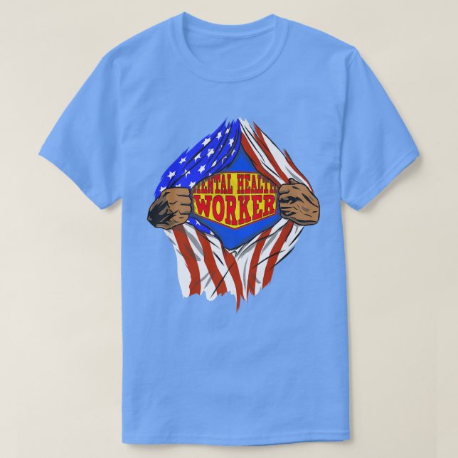 Camiseta Funny Super Mental Health Worker Hero Job 1404 613 (Frente do Design)
