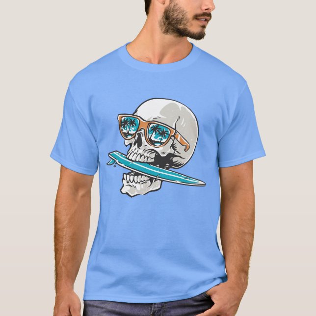 Camiseta Funny Surfboard Bite Summer Surf Design (Frente)
