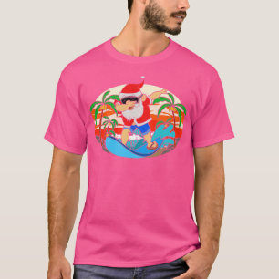 Camiseta Funny Surfing Santa Claus Dabbing Tropical Christy