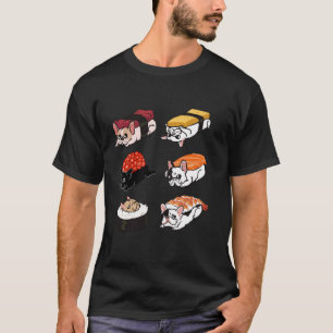 Camiseta Funny Sushi Frenchie Dog Kawaii Anime Japonês Lov