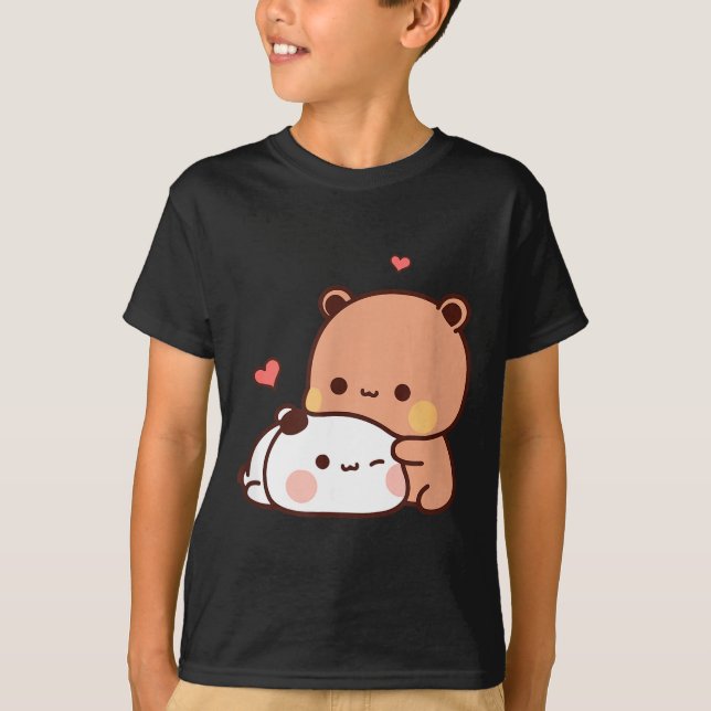 Camiseta Funny Sweet Kawaii Kp Bear Panda Hugging Couple Lo (Frente)