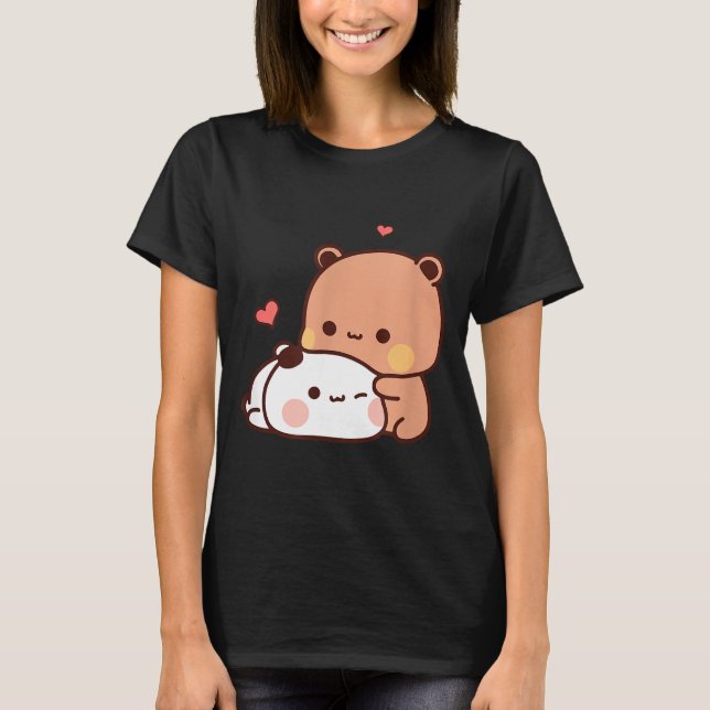 Camiseta Funny Sweet Kawaii Kp Bear Panda Hugging Couple Lo (Frente)