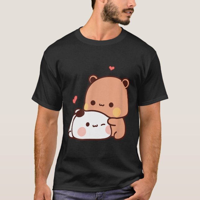 Camiseta Funny Sweet Kawaii Kp Bear Panda Hugging Couple Lo (Frente)