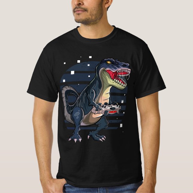 Camiseta Funny T-Rex Gamer T Rex Gaming, Cute Video Game Fo (Frente)