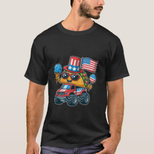 Camiseta Funny Taco Monster Truck que segura sorvete 4º de