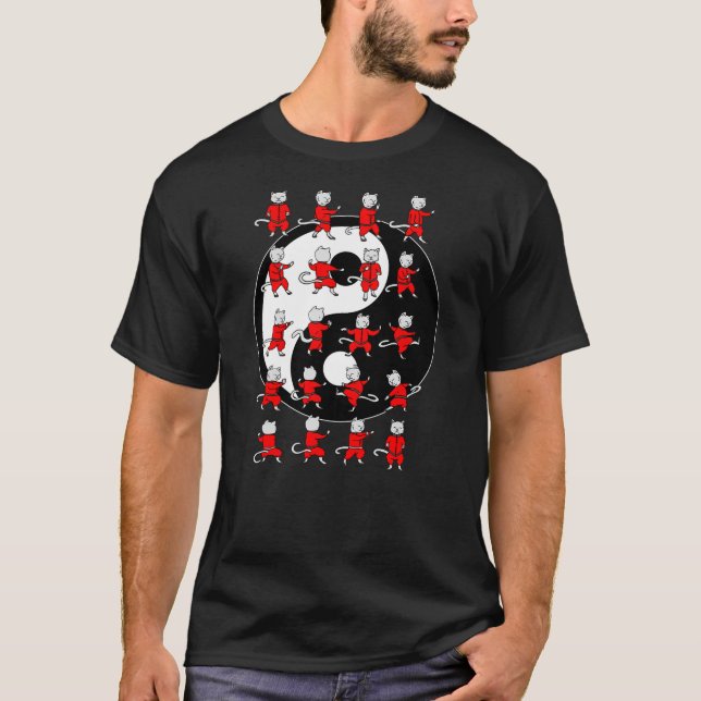 Camiseta Funny Tai Chi Cat Moves Yin Yang Design (Frente)