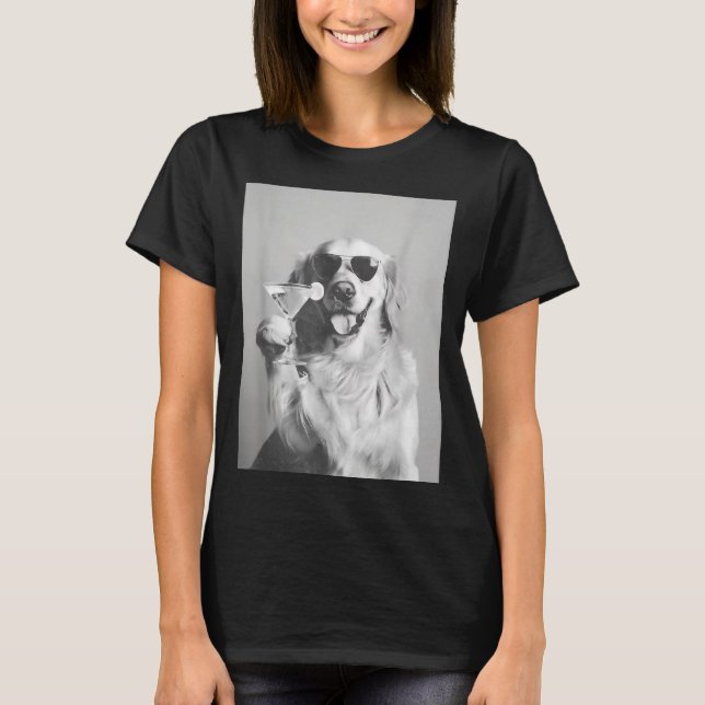 Camiseta Funny Tail Dog Golden Retriever With Sungles Marti (Frente)