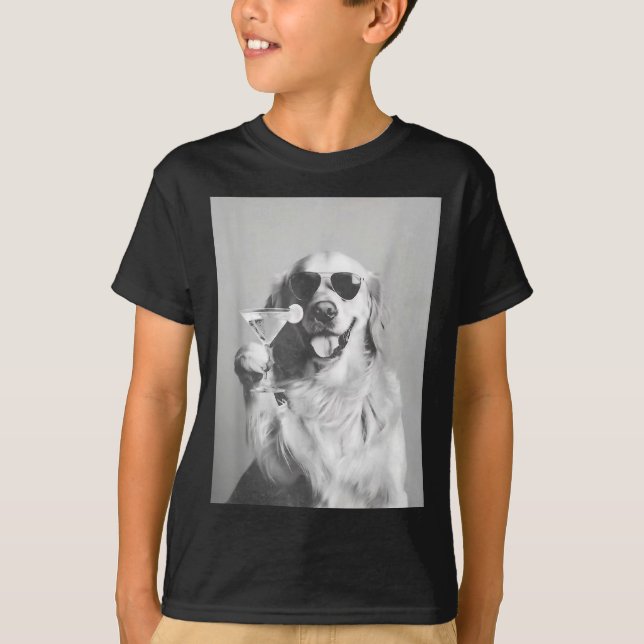 Camiseta Funny Tail Dog Golden Retriever With Sungles Marti (Frente)