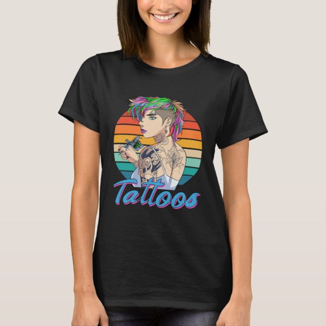 Camiseta Funny Tattoo Artist Girl Tattooist Female Tattoos (Frente)