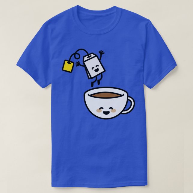 Camiseta Funny tea bag teacup happy Tea lover Tea drinker (Frente do Design)