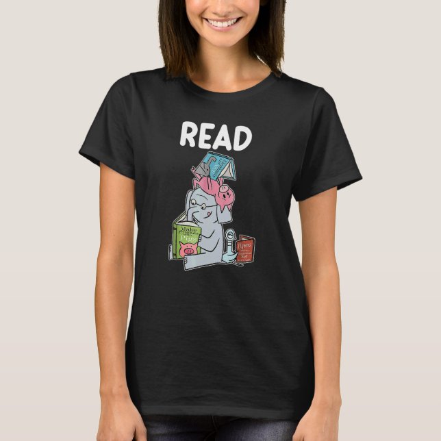 Camiseta Funny Teacher Library Read Book Club Piggie Elepha (Frente)