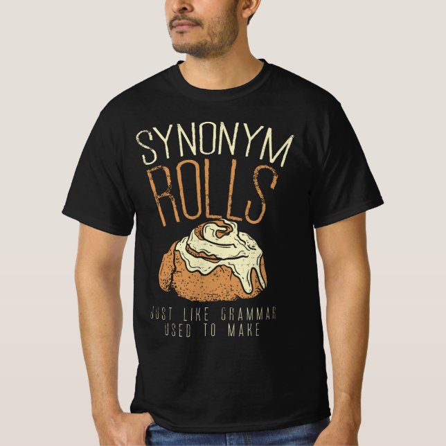 Camiseta Funny Teacher, Student Synonym Rolls Grammar  (Frente)