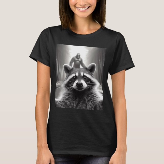 Camiseta Funny Tee Ed Raccoon Selfie Bigfoot Gift Mens Wome (Frente)