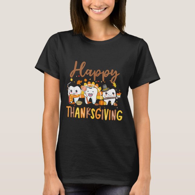 Camiseta Funny Teeth Thanksgiving Dentist Turkey Dental Squ (Frente)