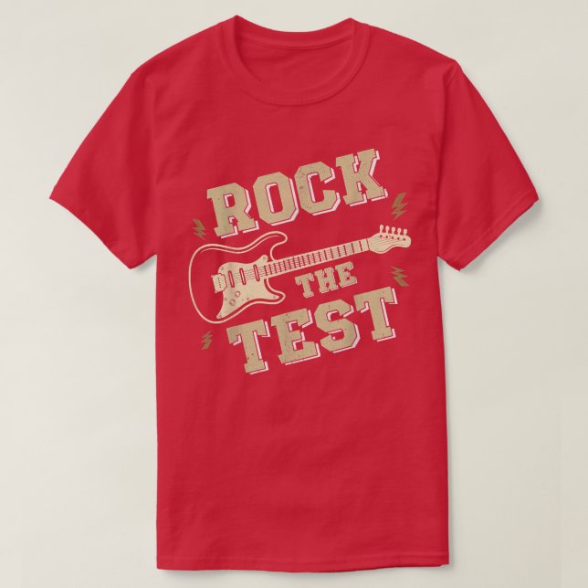 Camiseta Funny Test Day Rock the Test Guitar Rock Teacher T (Frente do Design)