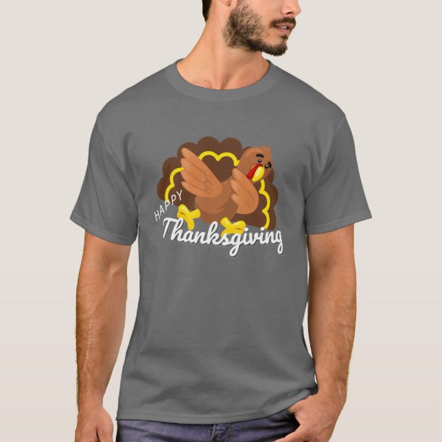 Camiseta funny thanksgiving dabbing turkey (Frente)