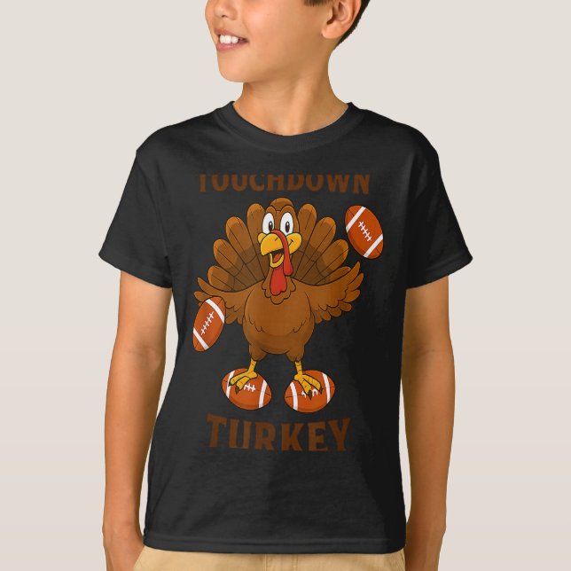 Camiseta Funny Thanksgiving Football Touchdown Turkey  (Frente)