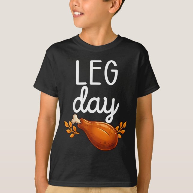 Camiseta Funny Thanksgiving Leg Day Family Matching Turkey  (Frente)