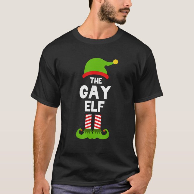 Camiseta Funny The Gay Elf Christmas Family Party Pajama  (Frente)