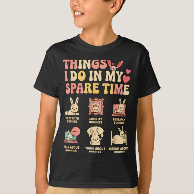 Camiseta Funny Things I Do In My Spare Time Bunny Rabbit Gi (Frente)