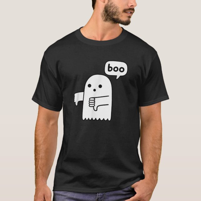 Camiseta Funny Thumbs Down Ghost Screaming Boo Disapproval  (Frente)