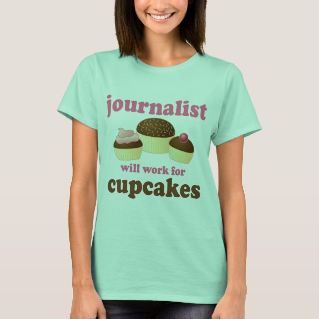 Camiseta Funny trabalhará para Cupcakes jornalista (Frente)