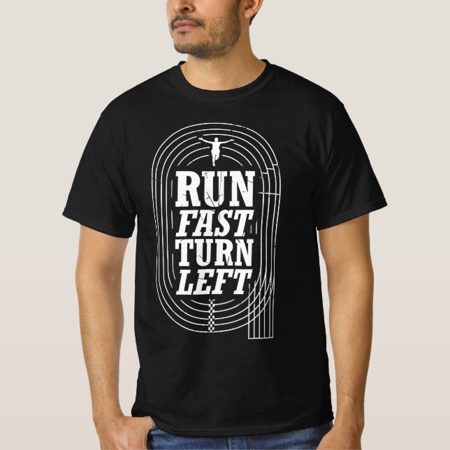 Camiseta Funny Track and Field Run Fast Turn Left  (Frente)