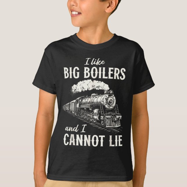 Camiseta Funny Train Big Boilers Steam Locomotive Freight  (Frente)