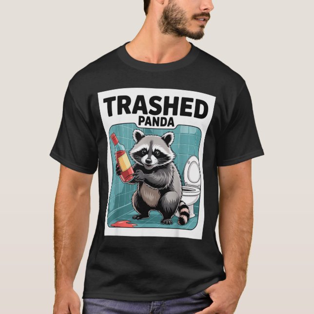 Camiseta Funny Trashed Panda Raccoon Gets Drunk  (Frente)