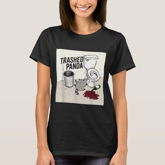 Camiseta Funny Trashed Panda Racoon Gets Drunk  (Frente)