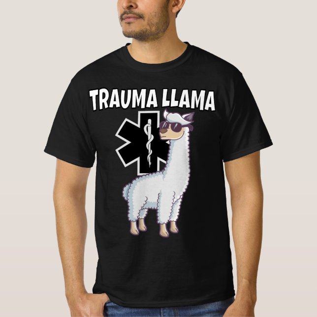 Camiseta Funny Trauma Llama EMT Medic EMS Gift  (Frente)