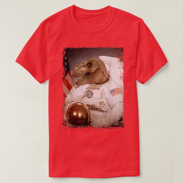 Camiseta Funny TRe Astronaut Moon Space Mission Dinosaur As (Frente do Design)