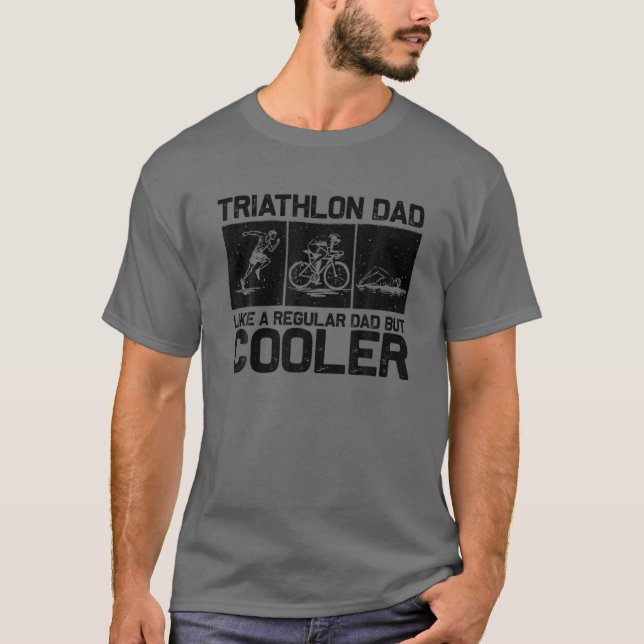 Camiseta Funny Triathlon Design For Men Dad Swim Bike Run T (Frente)