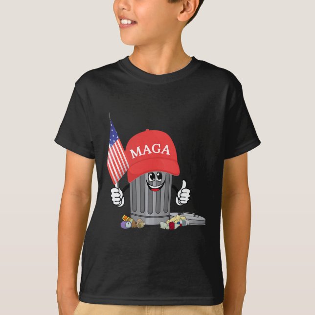 Camiseta Funny Trump Mega Cartoon Garbage Flag Americano (Frente)
