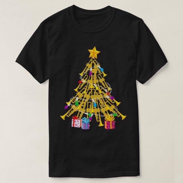 Camiseta Funny Trumpet Christmas Tree Gift  Cool Xmas Trump (Frente do Design)